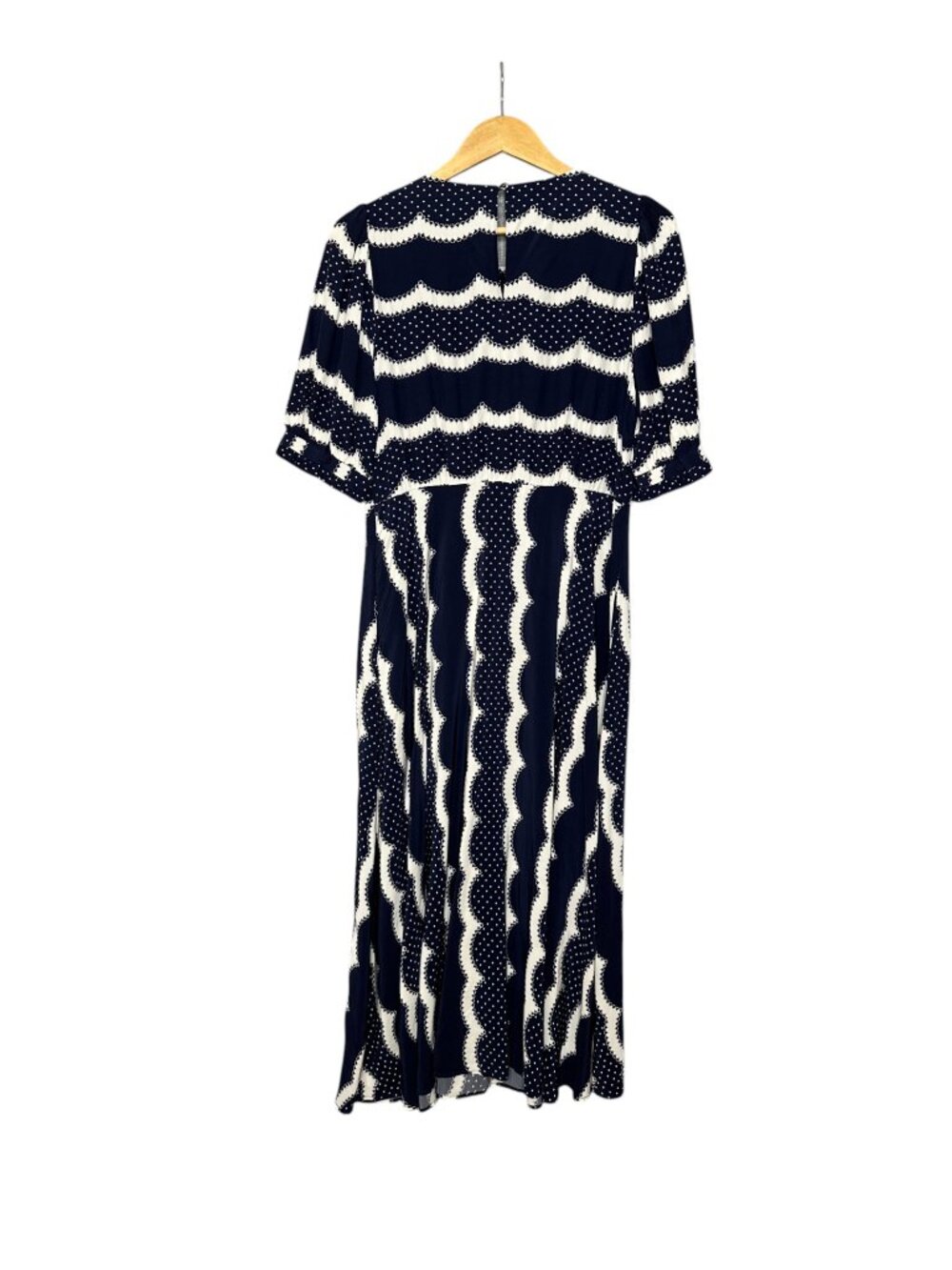 Boden Scallop Stripe Dress in French Navy Sz: 12 - Picture 7 of 10